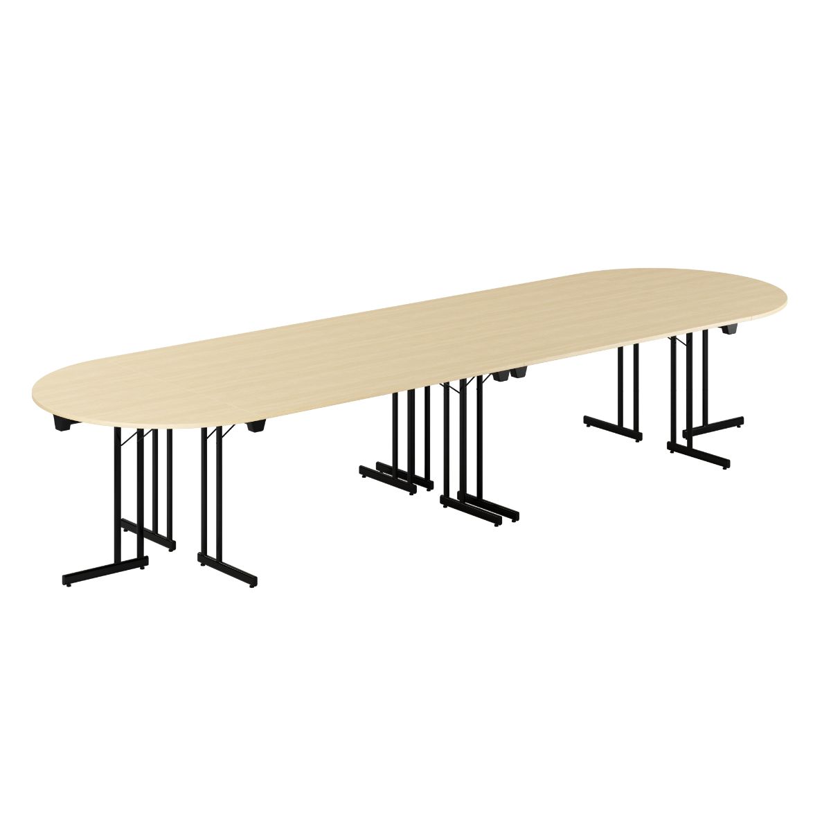Produktbillede af Konferencebord 400x120cm Sammenklappeligt bord Birk-sort på tilbud