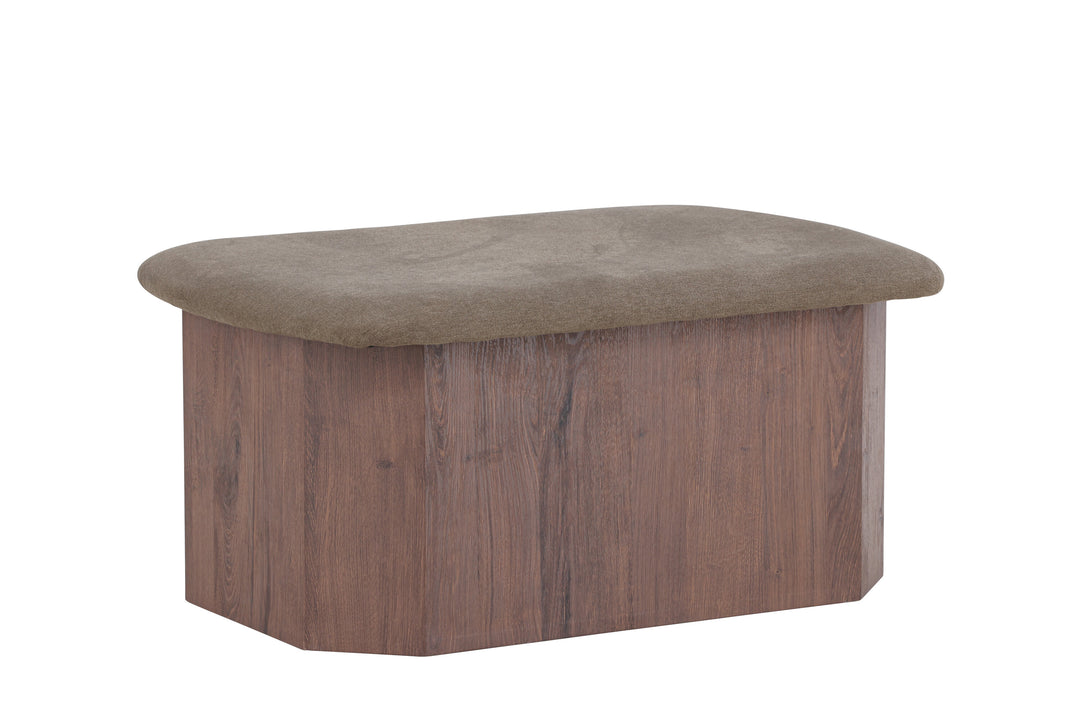 VENTURE DESIGN Todd puf rektangulær mokka polyester og brun MDF 88x59