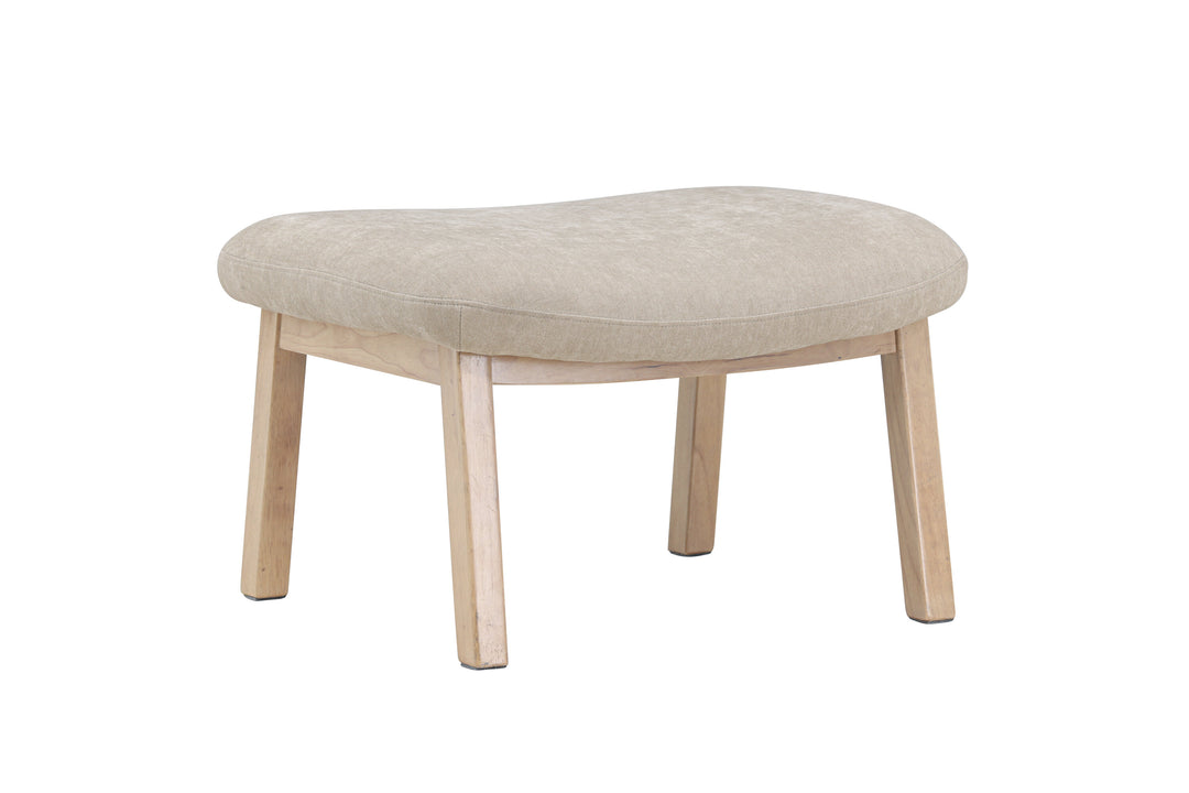 VENTURE HOME Rile fodskammel rektangulær beige polyester og hvidvasket gummitræ 70x60