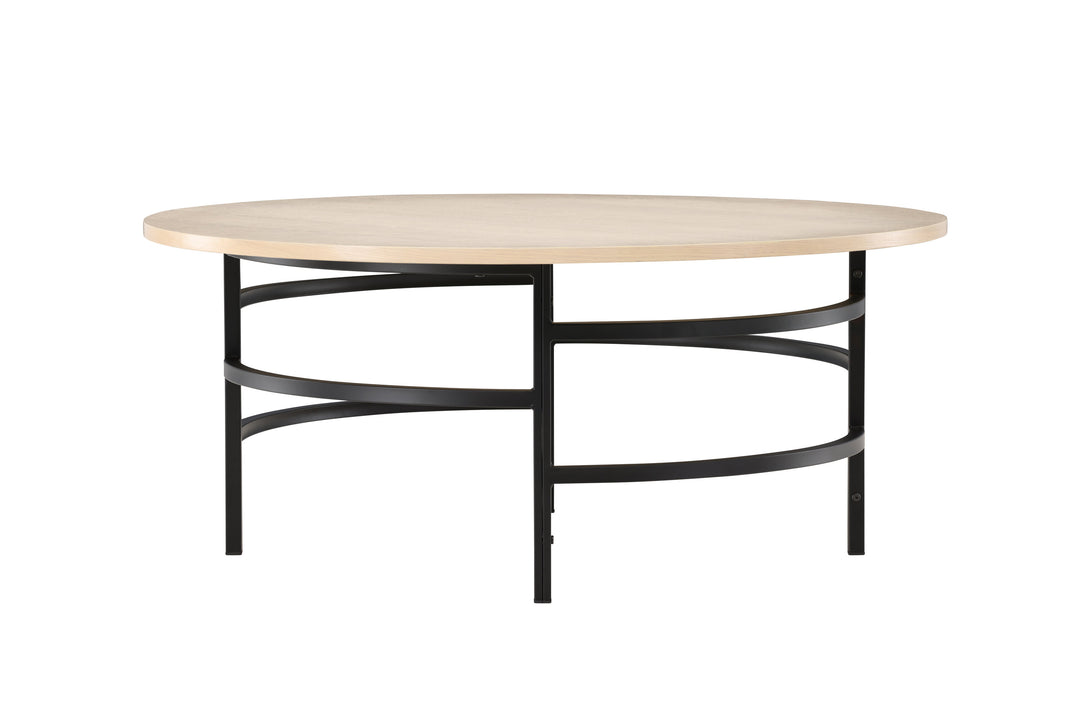 Produktbillede af VENTURE DESIGN Copenhagen sofabord rund hvidvasket MDF og sort metal Ø100 i premium kvalitet