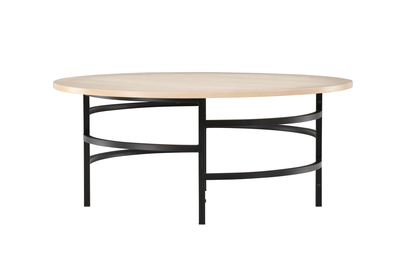 Produktbillede af VENTURE DESIGN Copenhagen sofabord rund hvidvasket MDF og sort metal Ø100 i premium kvalitet