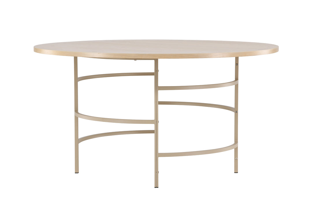 VENTURE DESIGN Copenhagen spisebord rund hvidvasket MDF og beige metal Ø140