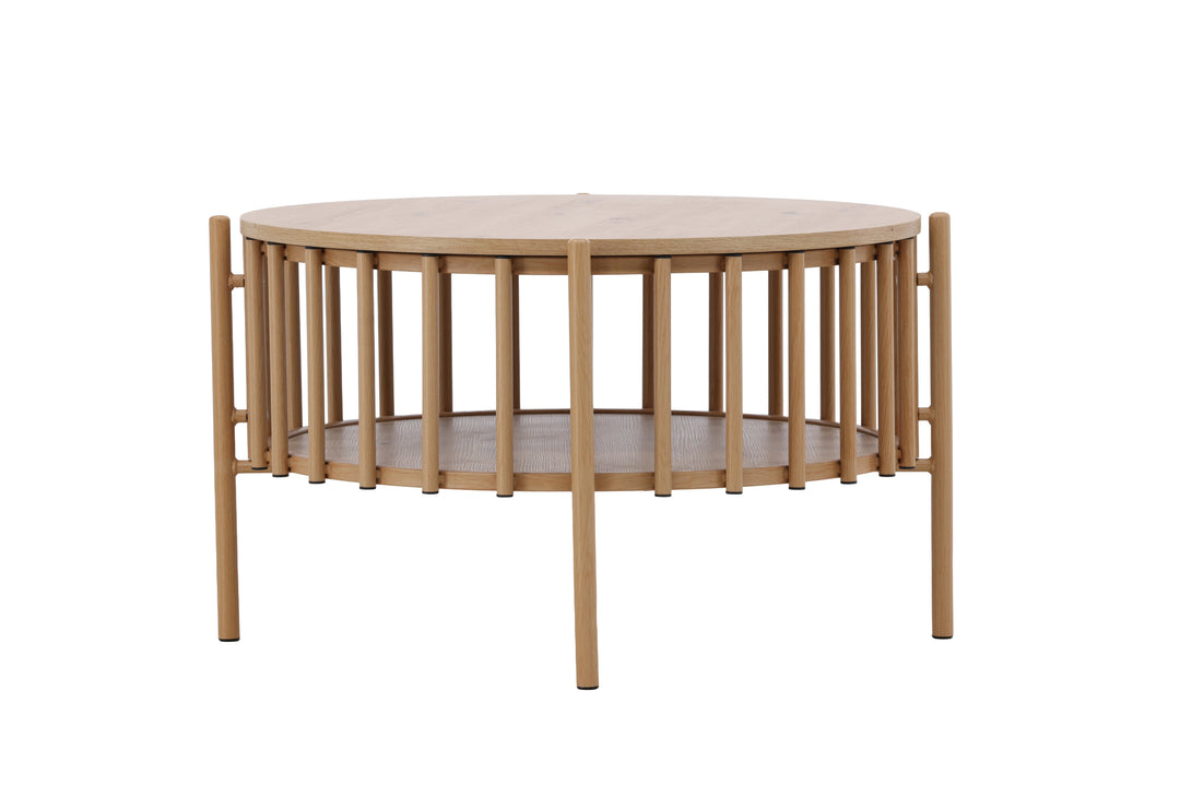Produktbillede af VENTURE DESIGN Rubbo sofabord m. 1 hylde rund natur trælook MDF Ø80 i premium kvalitet