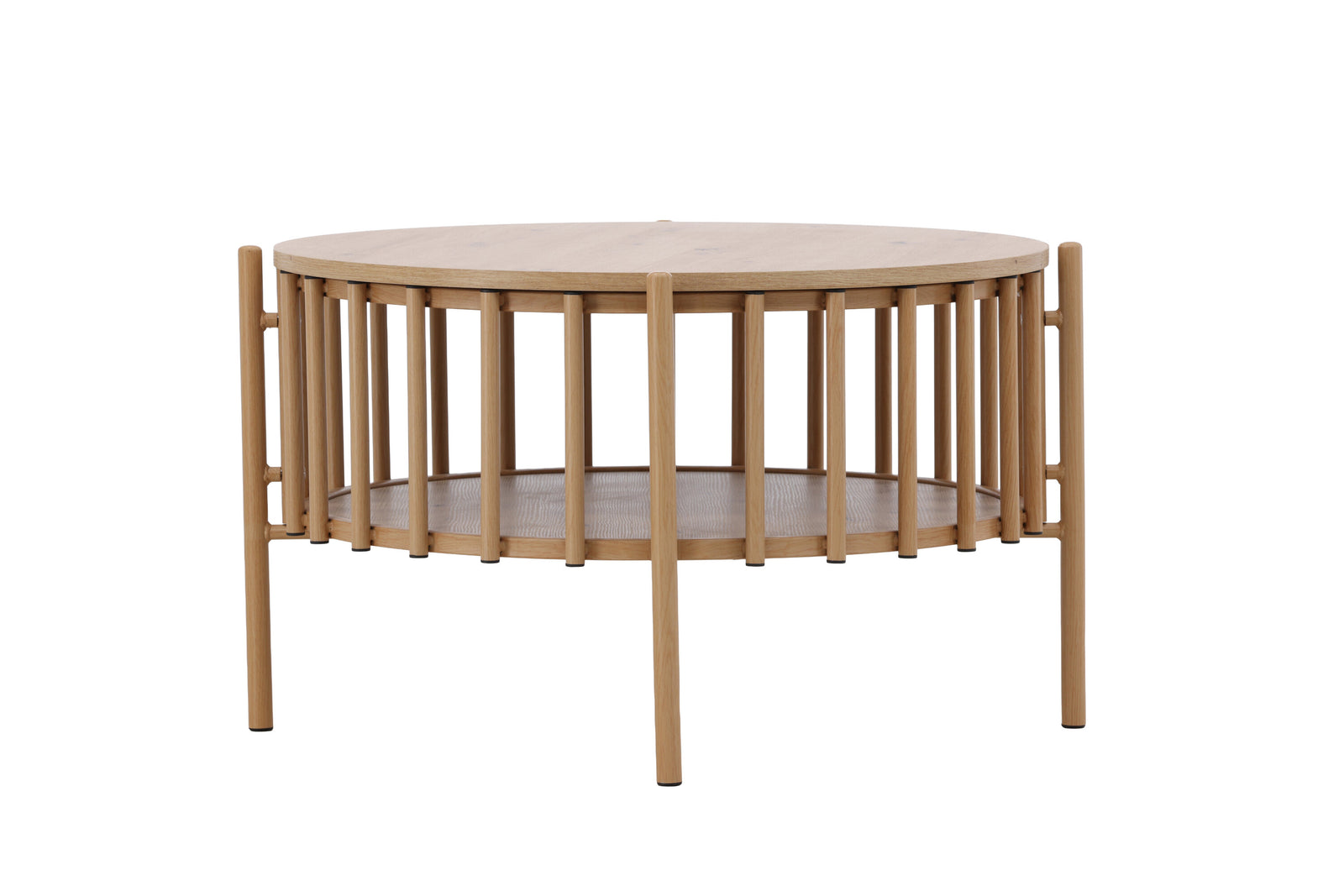 Produktbillede af VENTURE DESIGN Rubbo sofabord m. 1 hylde rund natur trælook MDF Ø80 i premium kvalitet