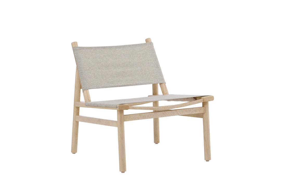 VENTURE HOME Millo loungestol grå polyester og natur træ