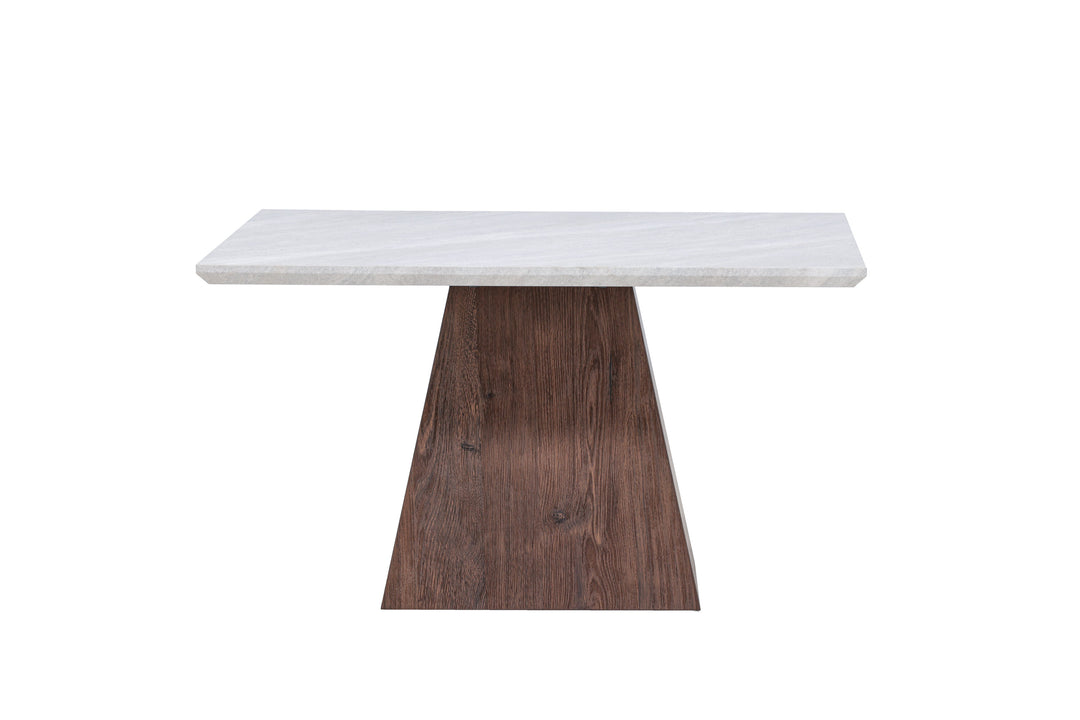 VENTURE DESIGN Cael sofabord kvadratisk MDF med marmorlook og mocca 3D-papir 80x80x45