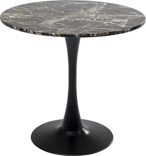 KARE DESIGN Schickeria spisebord rund sort marmorlook laminat og sort stål Ø80