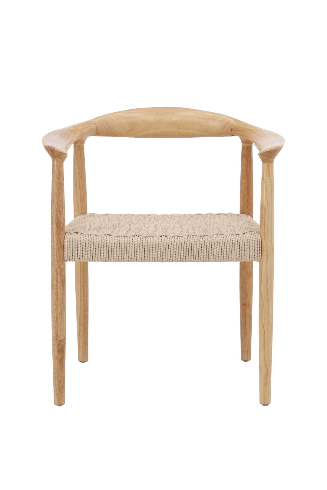 VENTURE DESIGN Lovön spisebordsstol m. armlæn beige reb og hvidvasket gummitræ