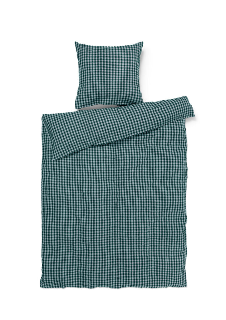 Produktbillede af Juna Bæk&Bølge Sengetøj 140x220 cm grøn/lys blå i premium kvalitet