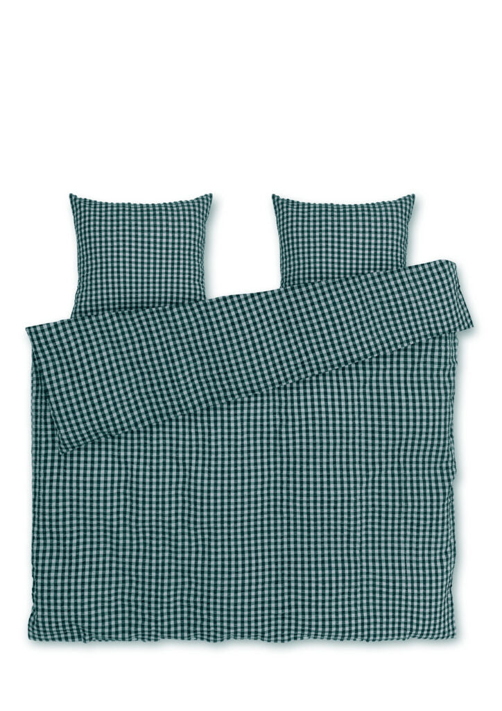 Produktbillede af Juna Bæk&Bølge Sengetøj 200x220 cm grøn/lys blå i premium kvalitet