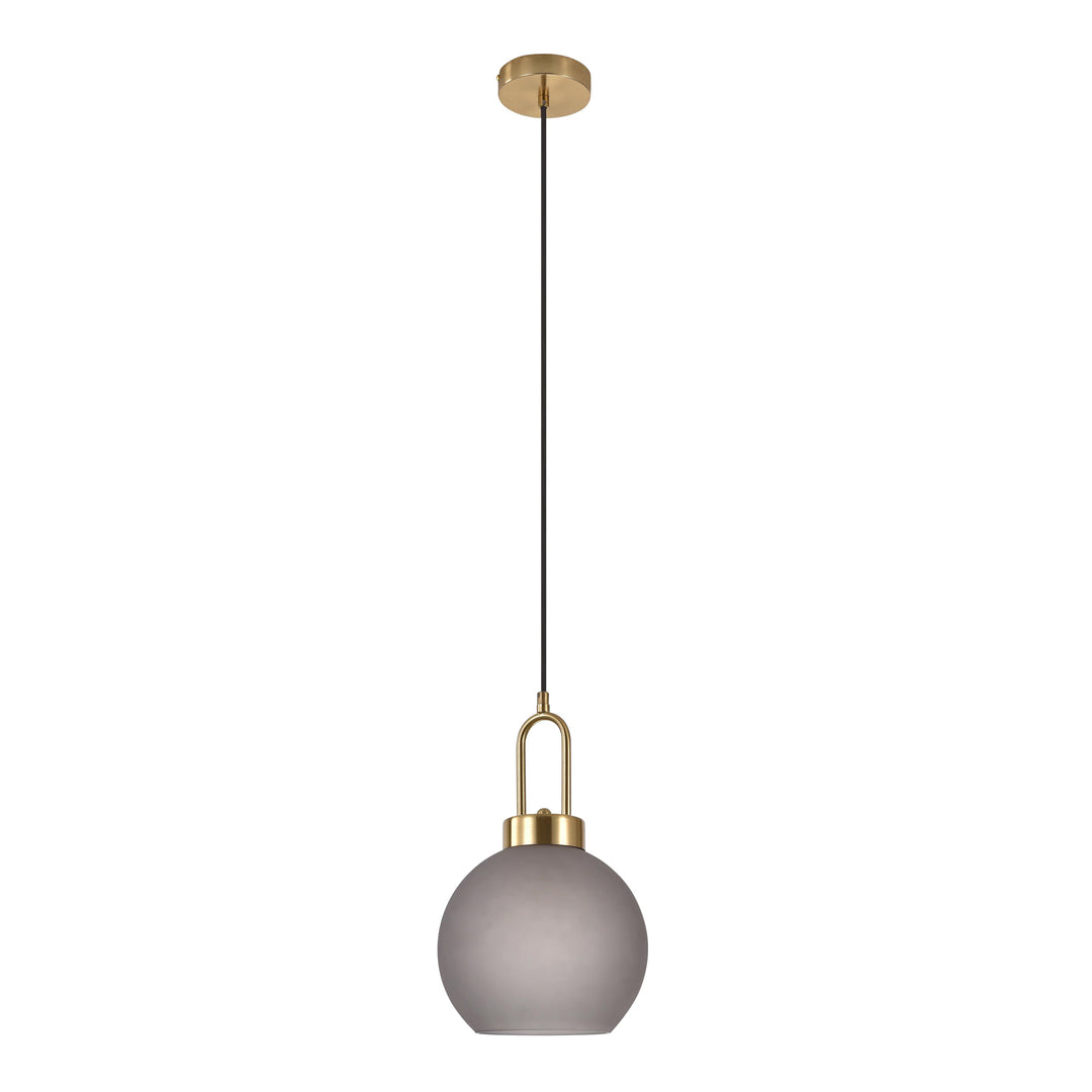 HOUSE NORDIC Luton loftlampe kugleformet mat smokey glas og messing stål Ø25