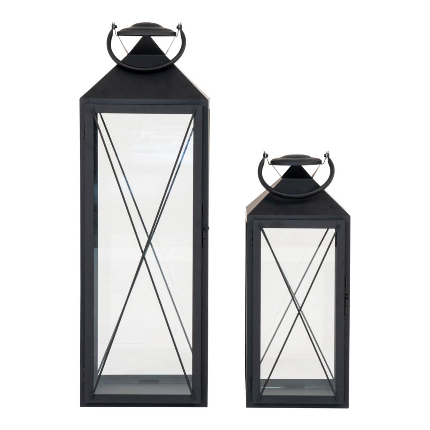 Produktbillede af HOUSE NORDIC Casa lanterne m. håndtag glas og sort stål sæt af 2 i premium kvalitet