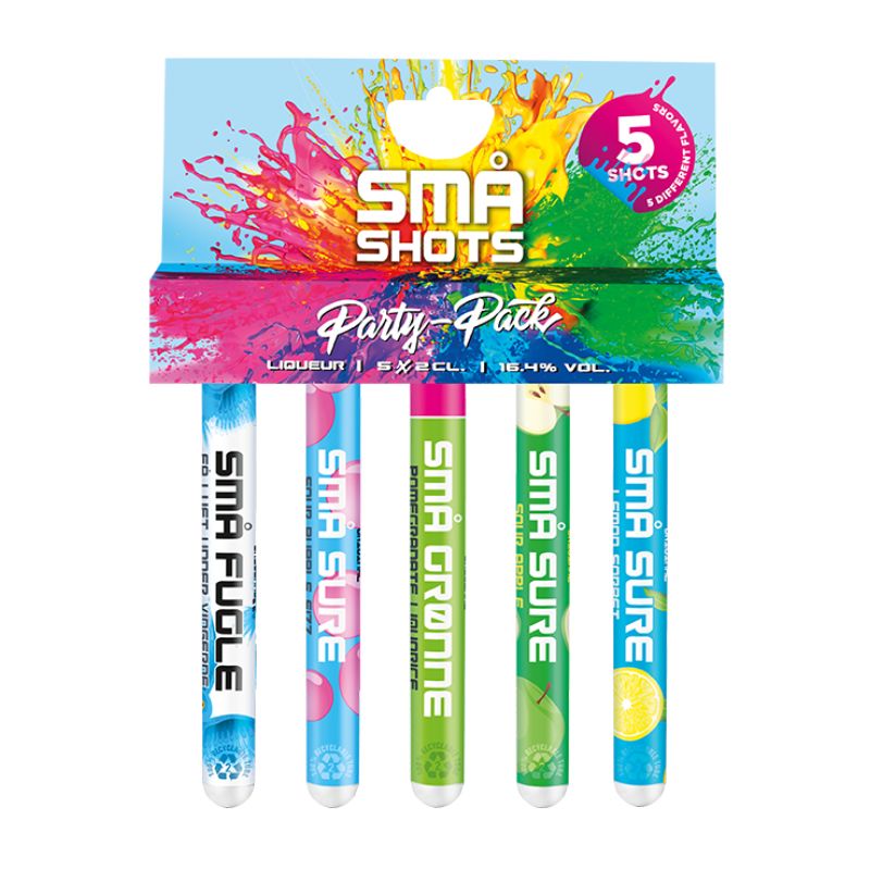 Produktbillede af Små Shots Shotsrør Party Pack Mix 5x2cl Rør på tilbud i brug