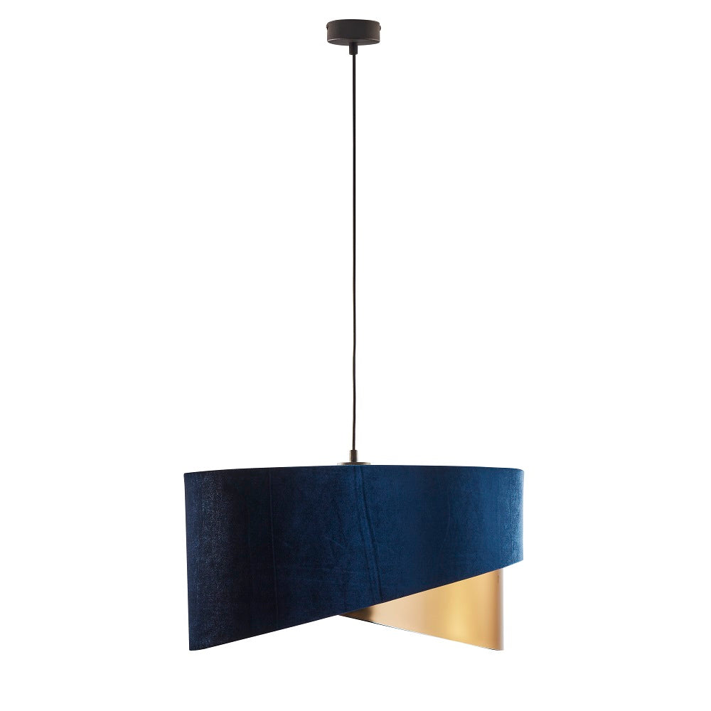 TK Tercino loftlampe 500 blå stof og guld metal