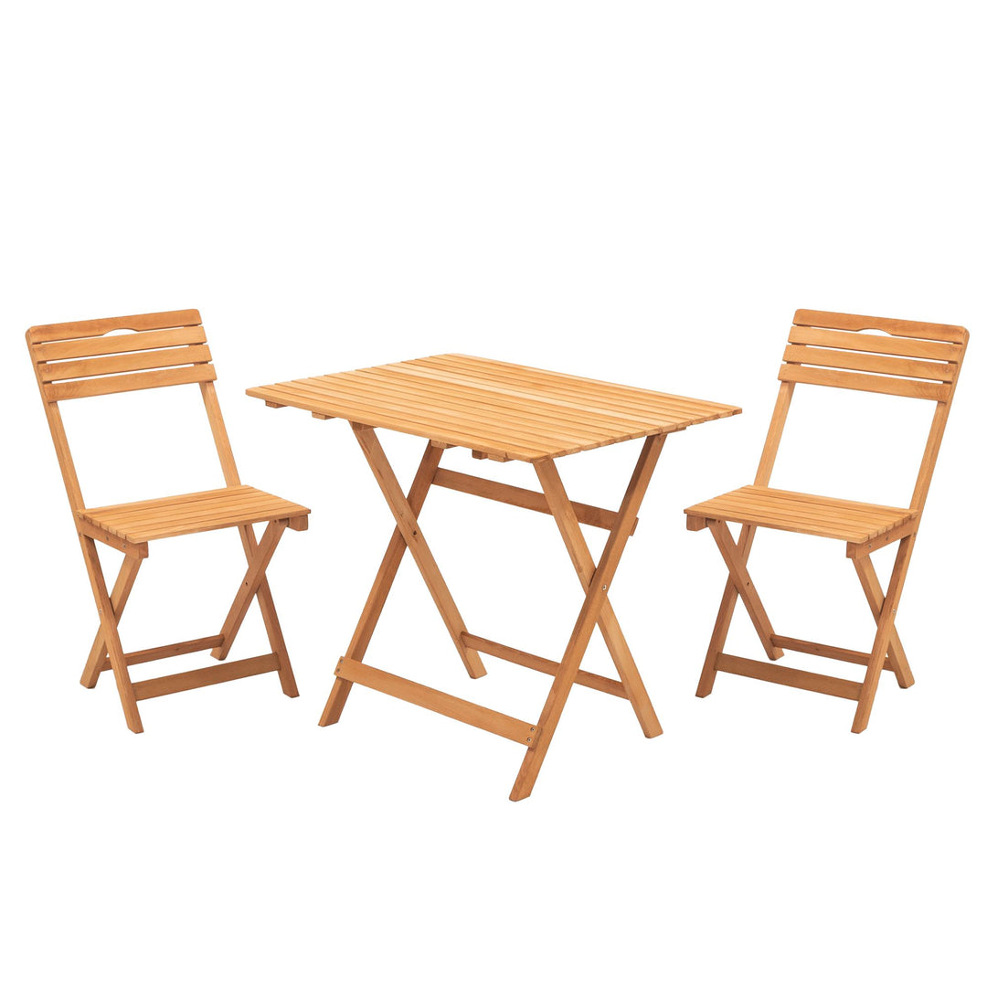 NORDVÄRK My003 havesæt m. 1 havebord og 2 havestole foldbar natur bøgetræ