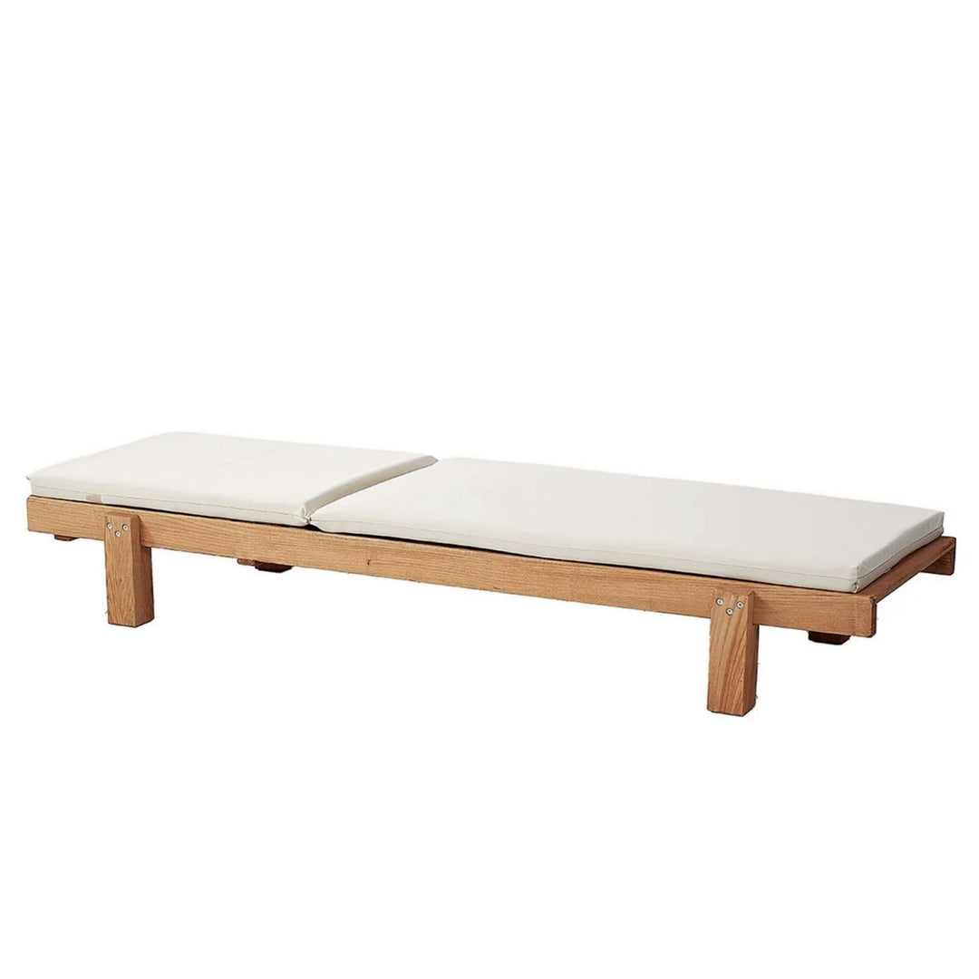 NORDVÄRK MYA01 udendørs solseng m. creme hynde natur træ 180x59