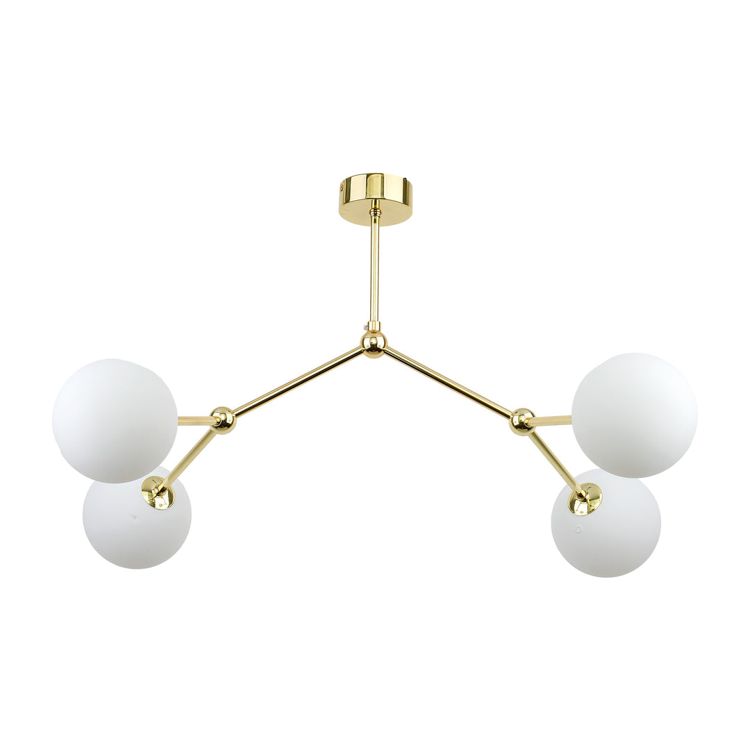 TK Fairy loftlampe m. 4 skærme hvid glas og guld metal