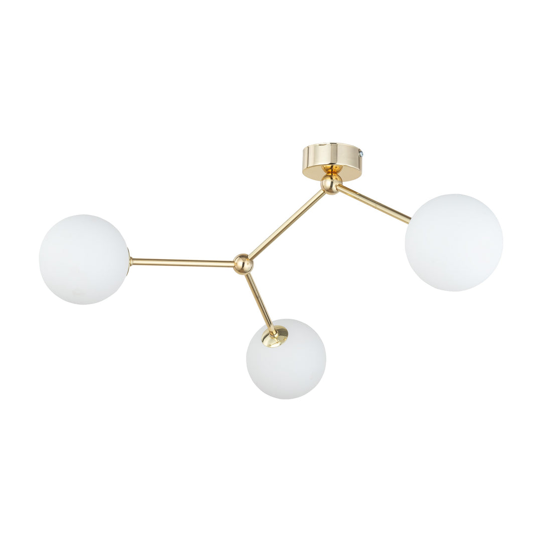 TK Fairy loftlampe m. 3 skærme hvid glas og guld metal