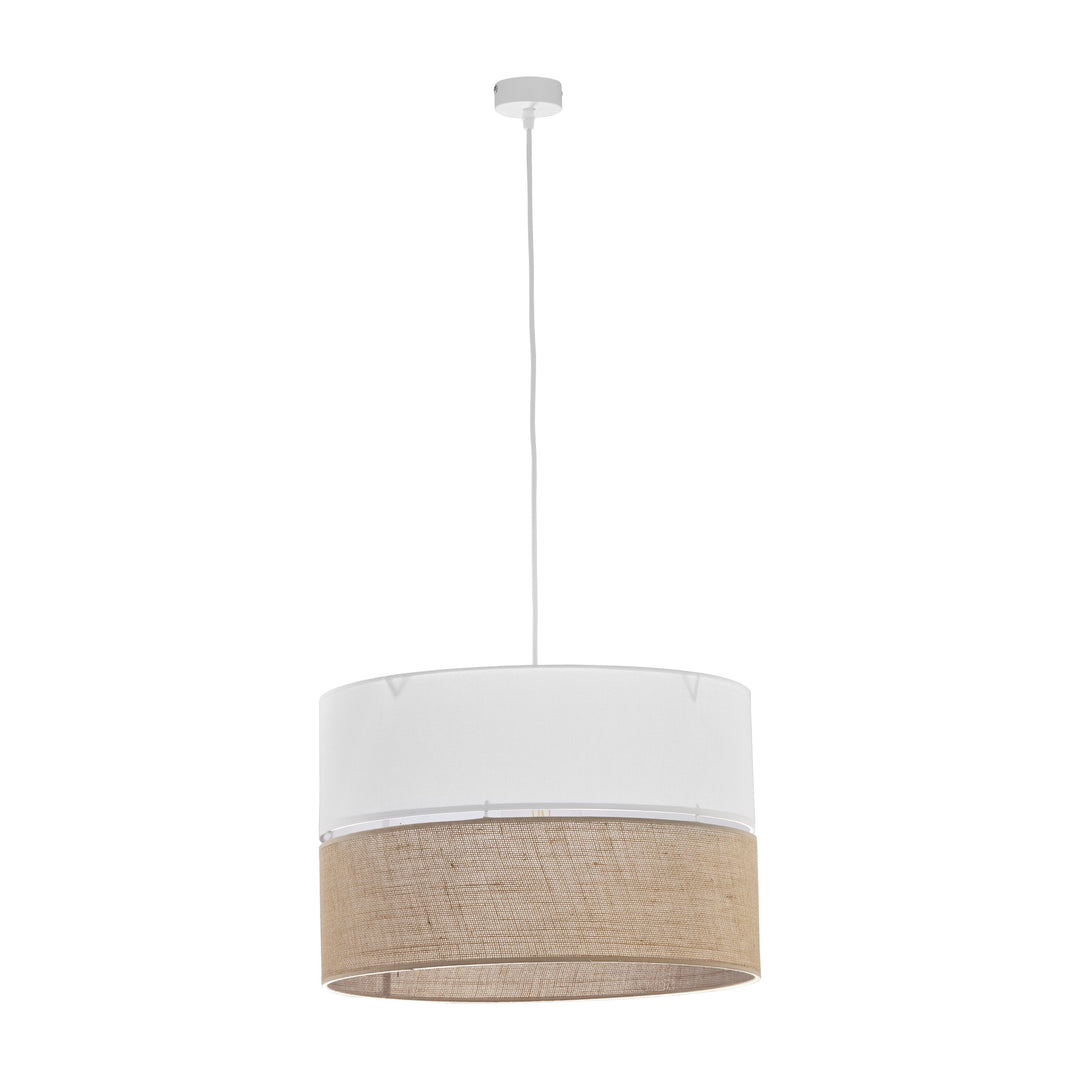 TK Linobianco loftlampe 500 brun jute hvid stof og hvid metal