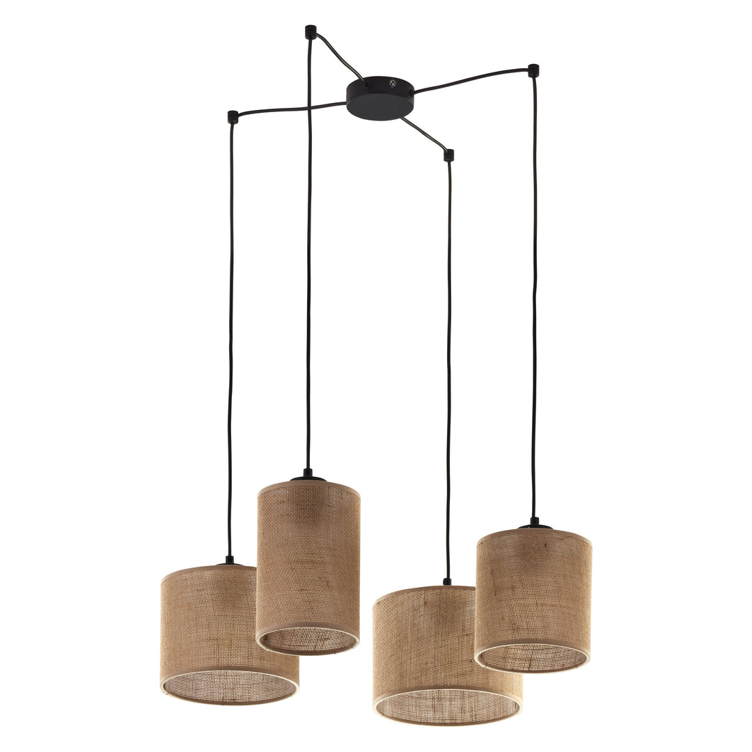 TK Jute loftlampe m. 4 skærme natur jute