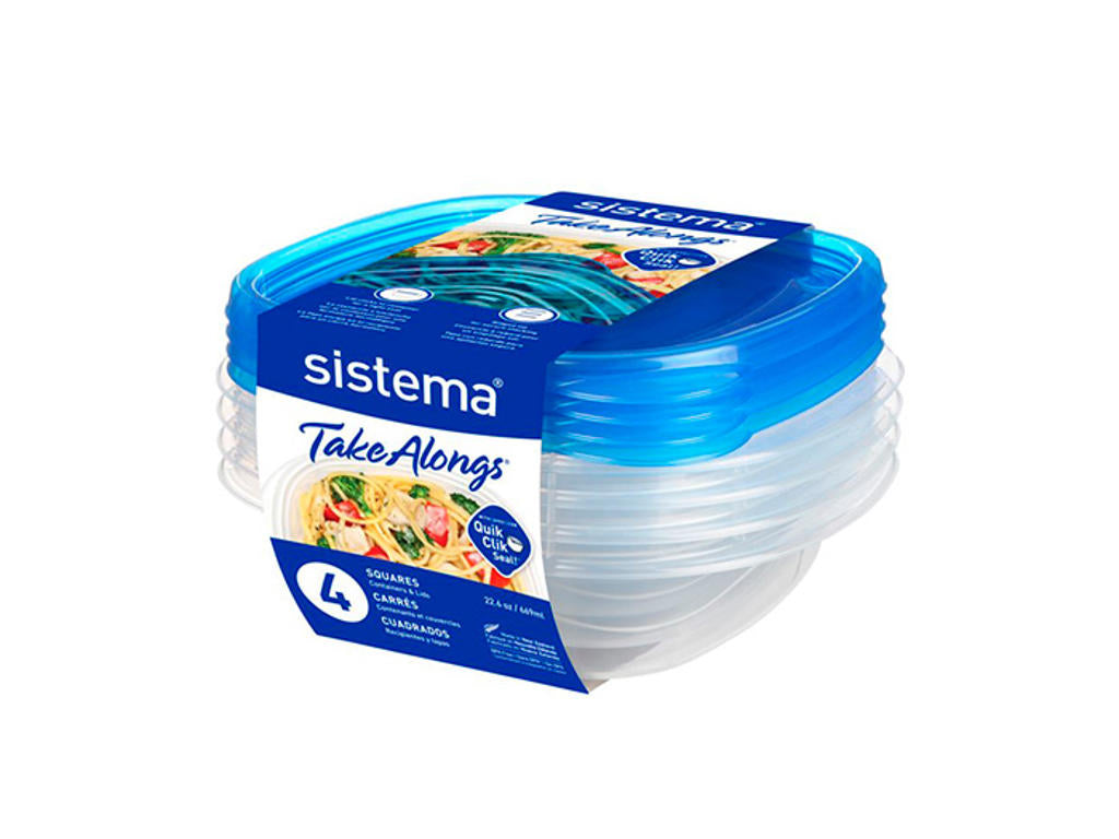 Produktbillede af Sistema Square 4 Pack 669 ml i premium kvalitet
