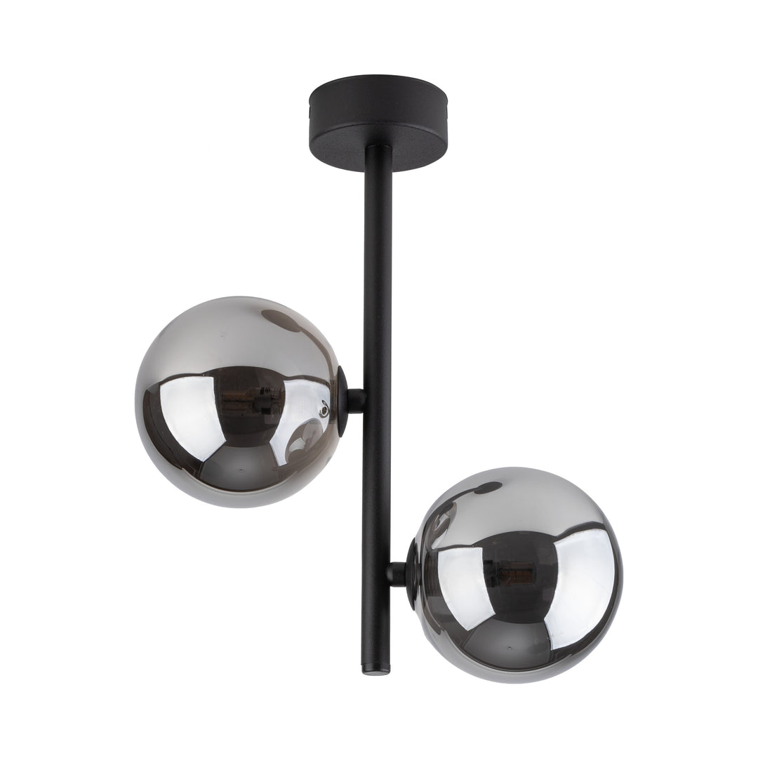 TK Ester loftlampe m. 2 skærme sort glas og metal