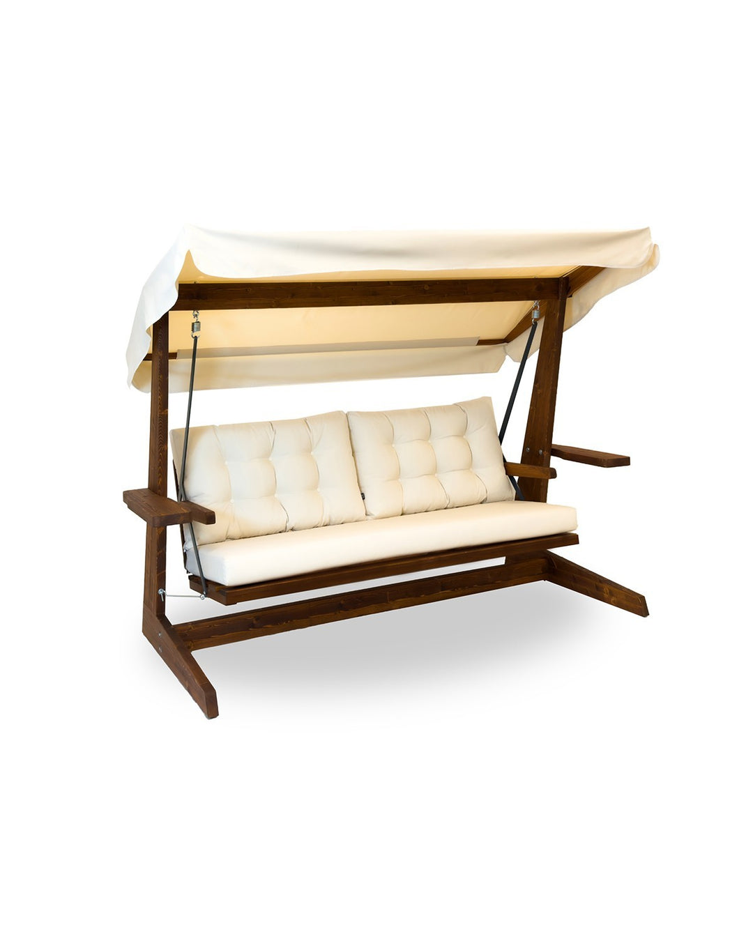 NORDVÄRK Viva 2400 udendørs triple hængesofa beige polyester stof og grantræ