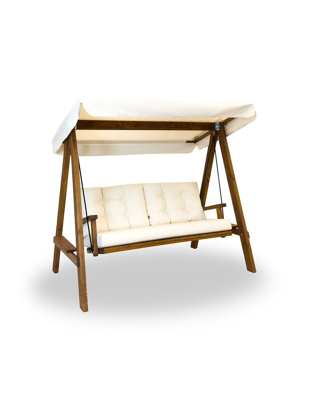 NORDVÄRK Pera 2000 udendørs dobbelt hængesofa beige polyester stof og grantræ