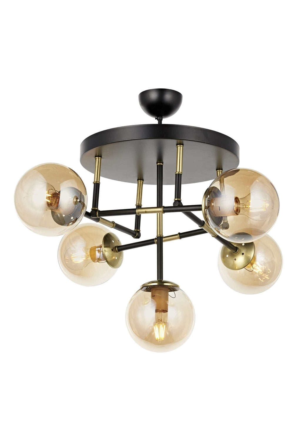 LUMI loftlampe guldfarvet glas/metal og sort metal