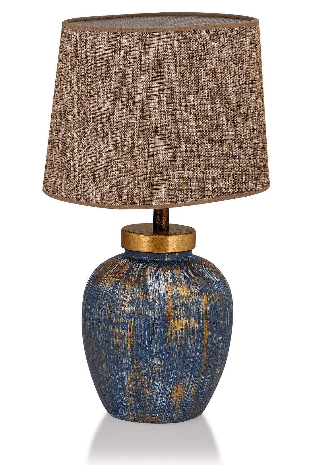 LUMI Valencia bordlampe brun stof og blåt metal