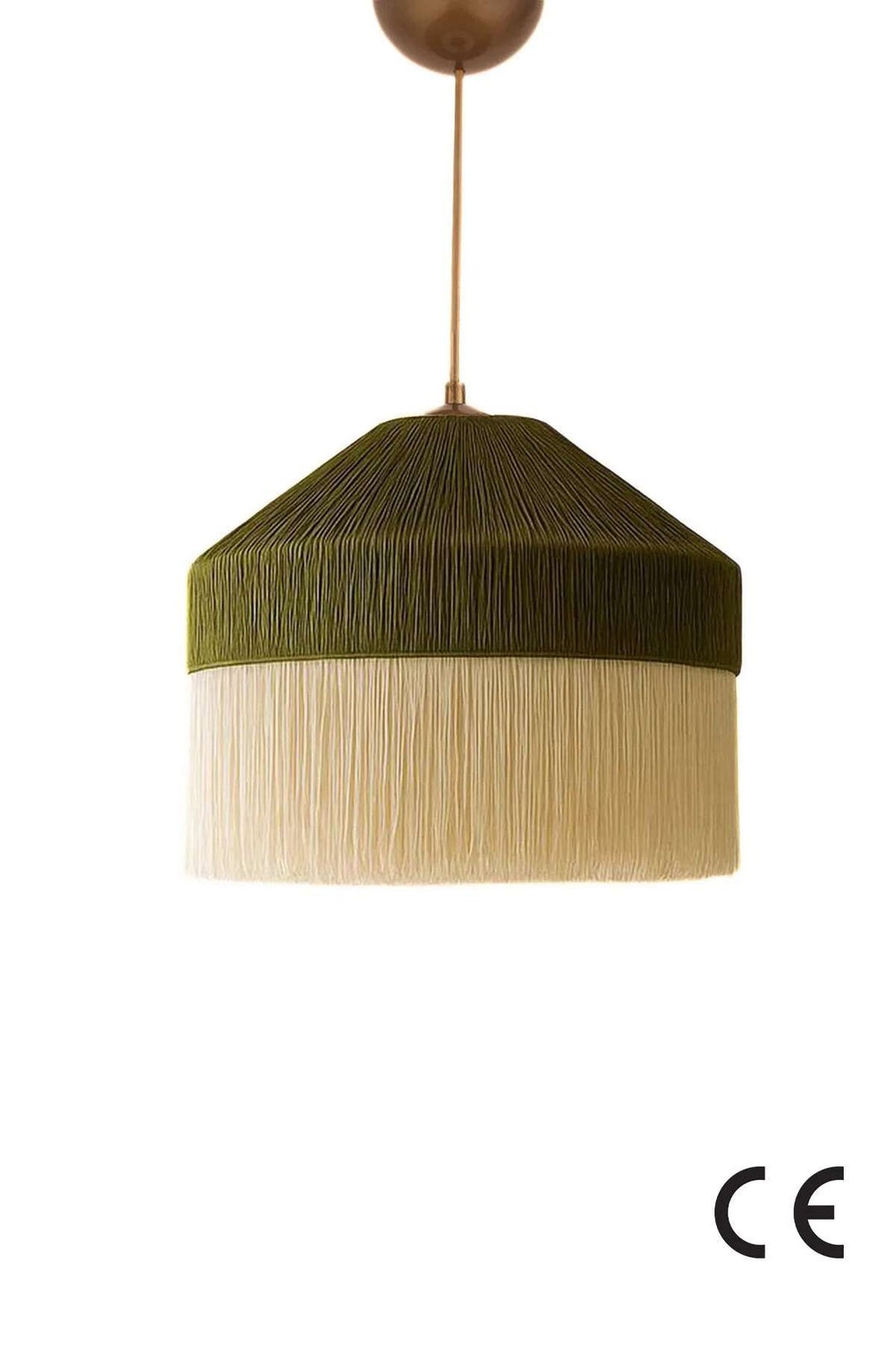 LUMI Ivernia loftlampe justerbar højde creme og grøn makramé