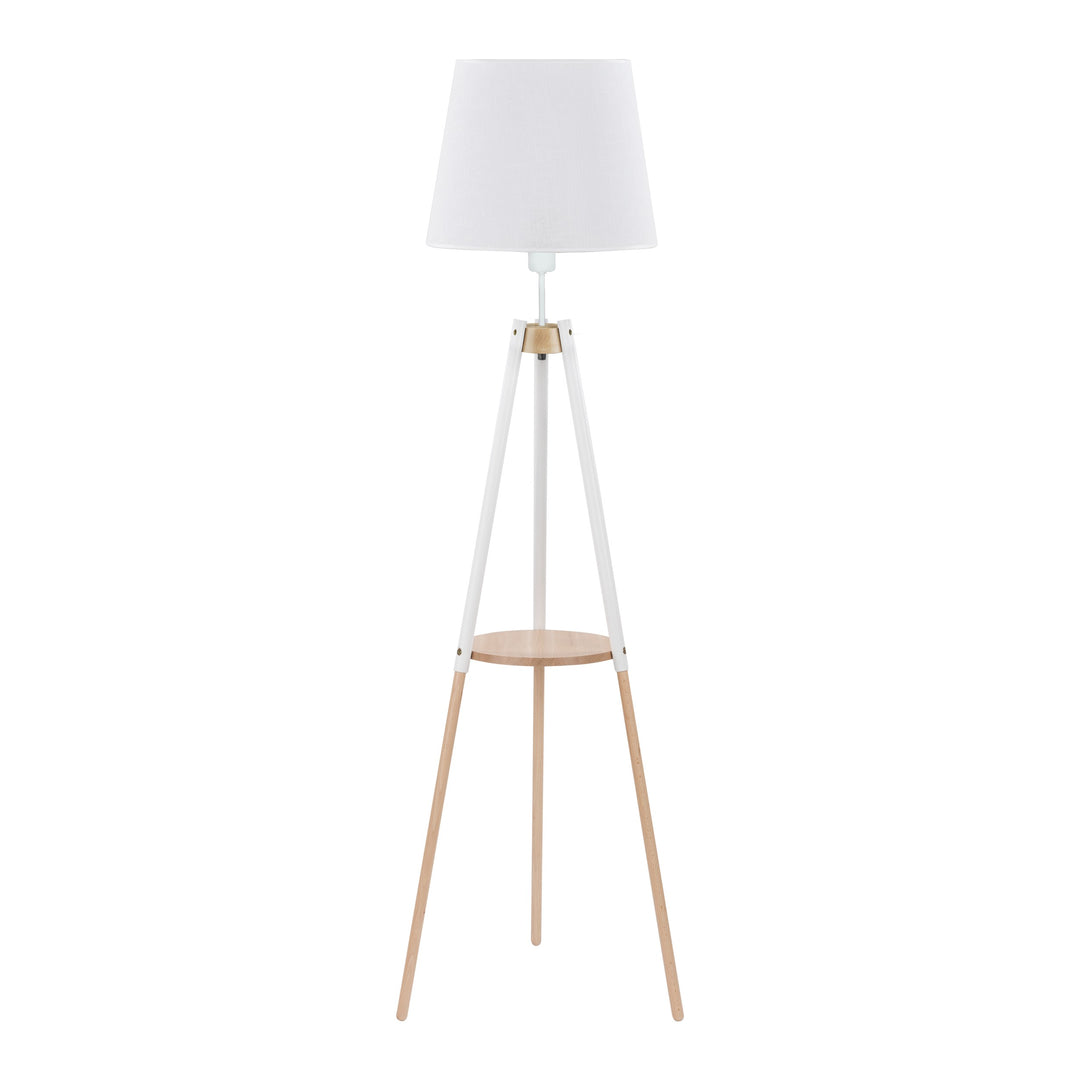 TK Vaio gulvlampe m. hylde hvid stof og træ