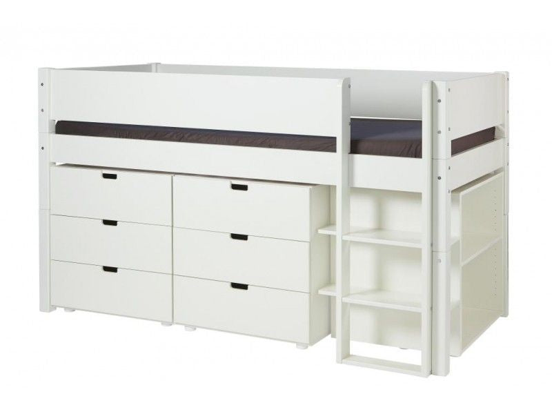 Manis-H  Arn Halvhøj seng med classic sengehest og opbevaring 200 cm  -  90x160