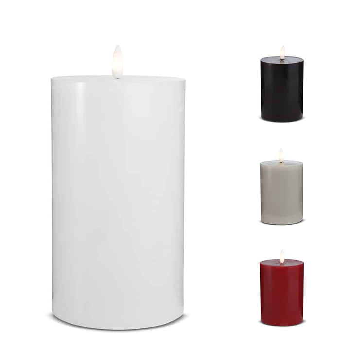 Produktbillede af Køb LED Stearinlys 1 stk. ø7,5 x 12,5 cm m/3D flamme (flere farver) Hvid på tilbud