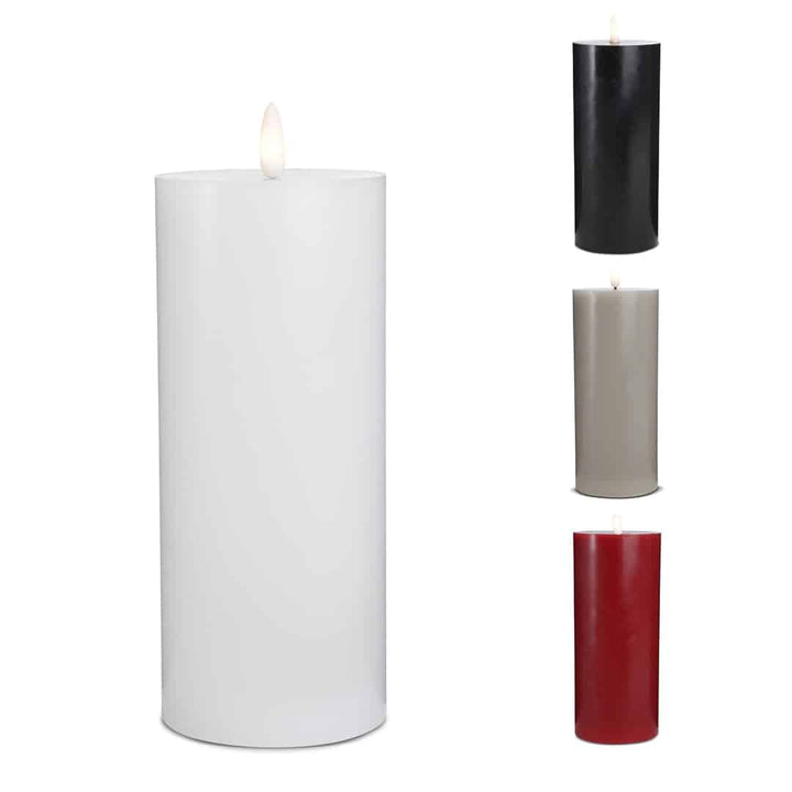 Produktbillede af Køb LED Stearinlys 1 stk. ø7,5 x 20 cm m/3D flamme (flere farver) Hvid på tilbud