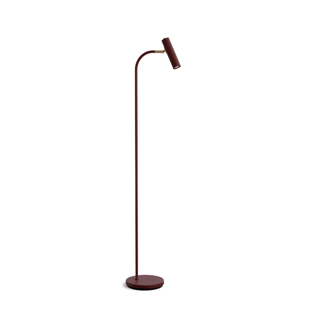 Produktbillede af Slender Gulvlampe Mørkerød/Messing Belid i premium kvalitet