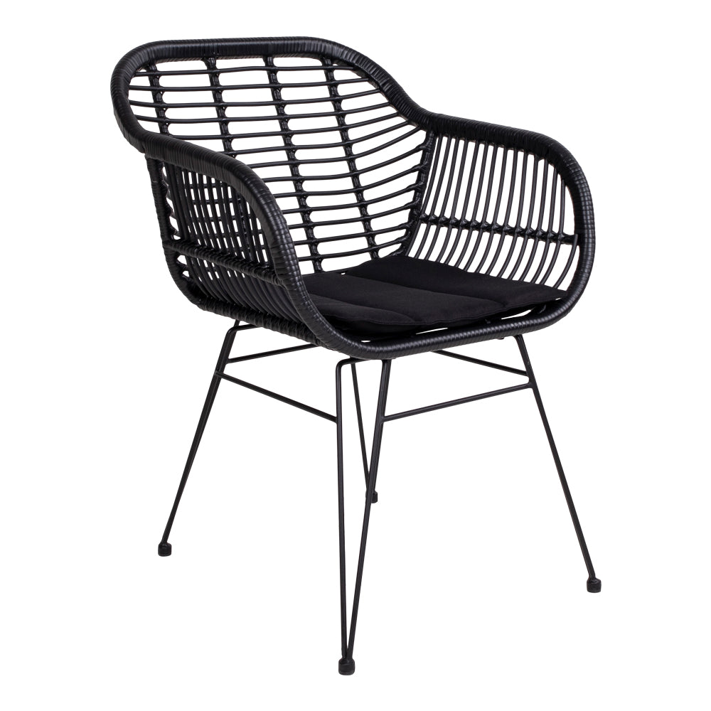 HOUSE NORDIC Trieste spisebordsstol sort rattan/metal m. hynde