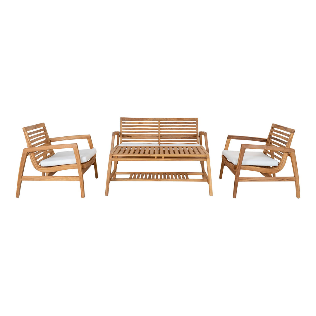 HOUSE NORDIC Santander loungesæt m. 1 sofa 2 stole 1 bord og hynder natur teaktræ