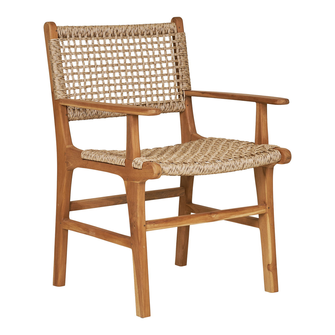 HOUSE NORDIC Derby spisebordsstol m. armlæn natur polyrattan og teak