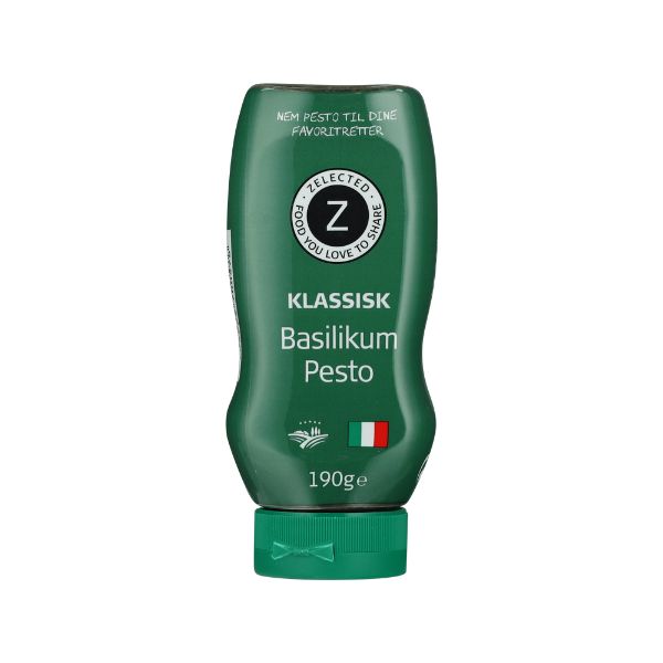 Produktbillede af Basilikum Pesto Squeeze 190g Zelected på tilbud i brug