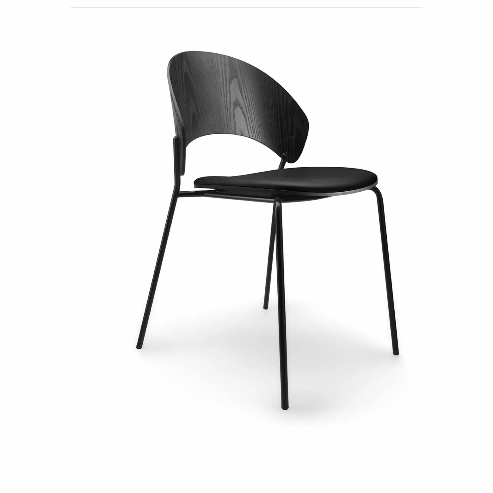 Produktbillede af PLEASE WAIT TO BE SEATED DOSINA SPISESTOL SORT EG MED SORT LÆDERBETRÆK 55 i premium kvalitet