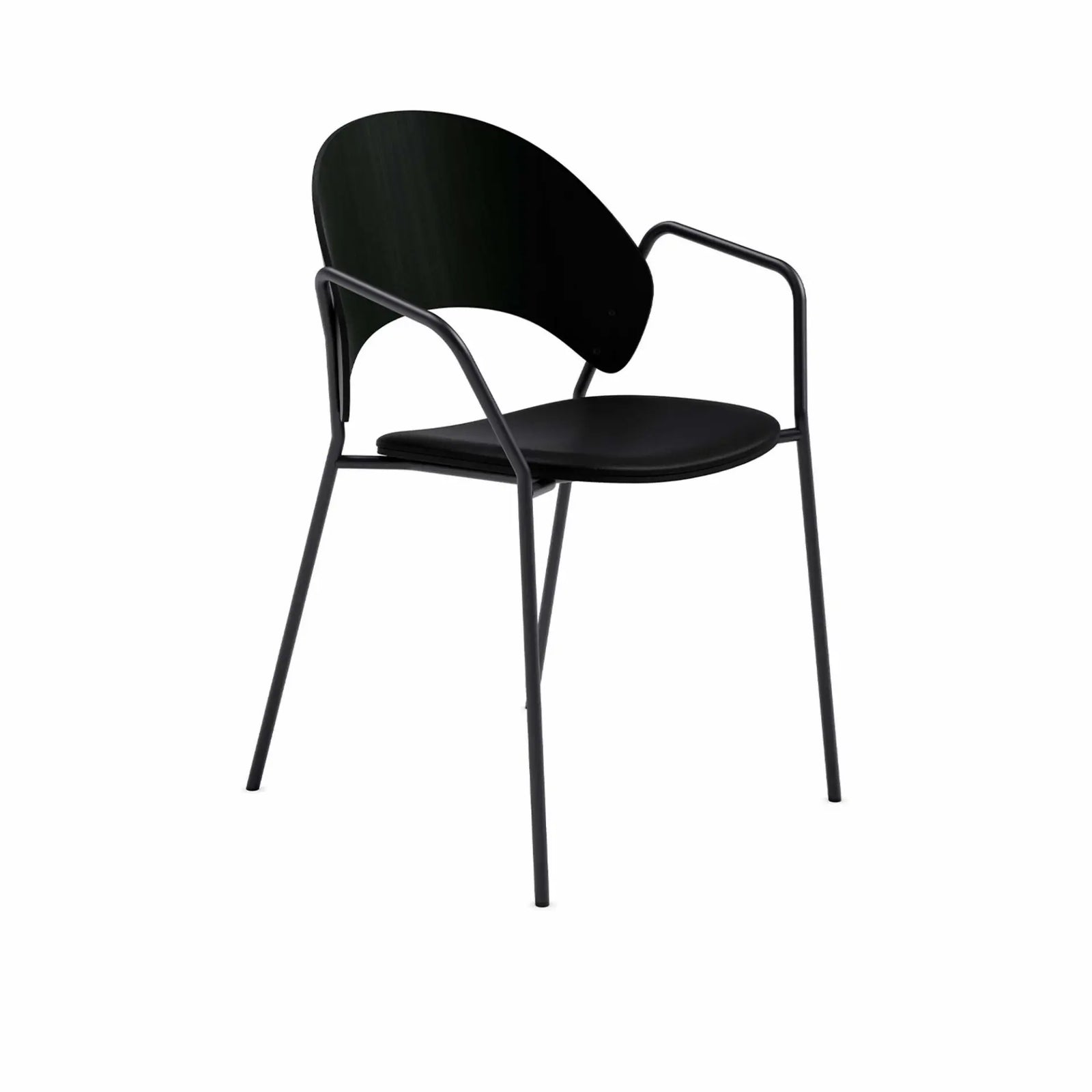 Produktbillede af PLEASE WAIT TO BE SEATED DOSINA SPISESTOL MED ARMLÆN SORT EG MED SORT LÆDERBETRÆK 55 i premium kvalitet