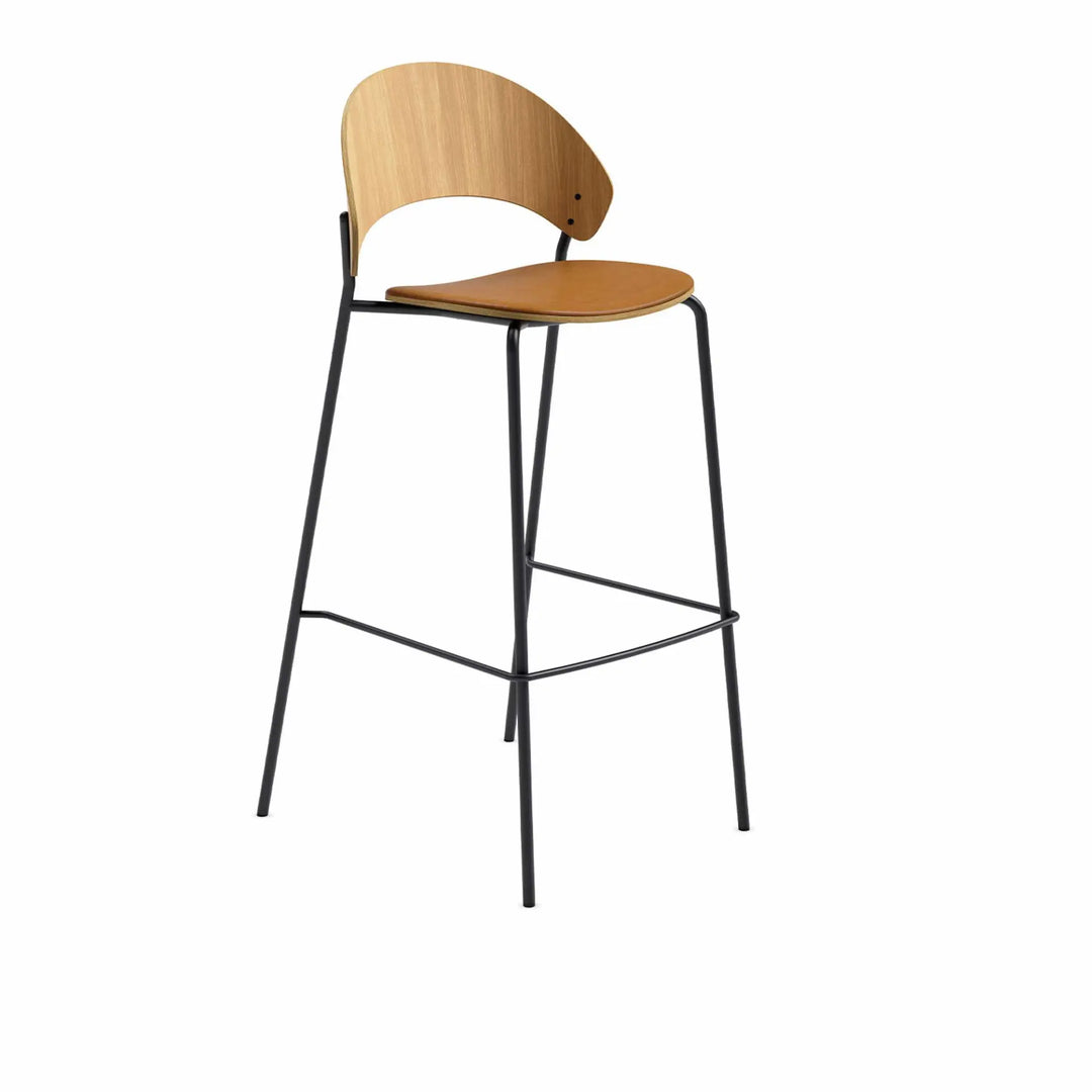 Produktbillede af PLEASE WAIT TO BE SEATED DOSINA BARSTOL OLIEBEHANDLET EG OG COGNAC LÆDERPOLSTRING 75 i premium kvalitet