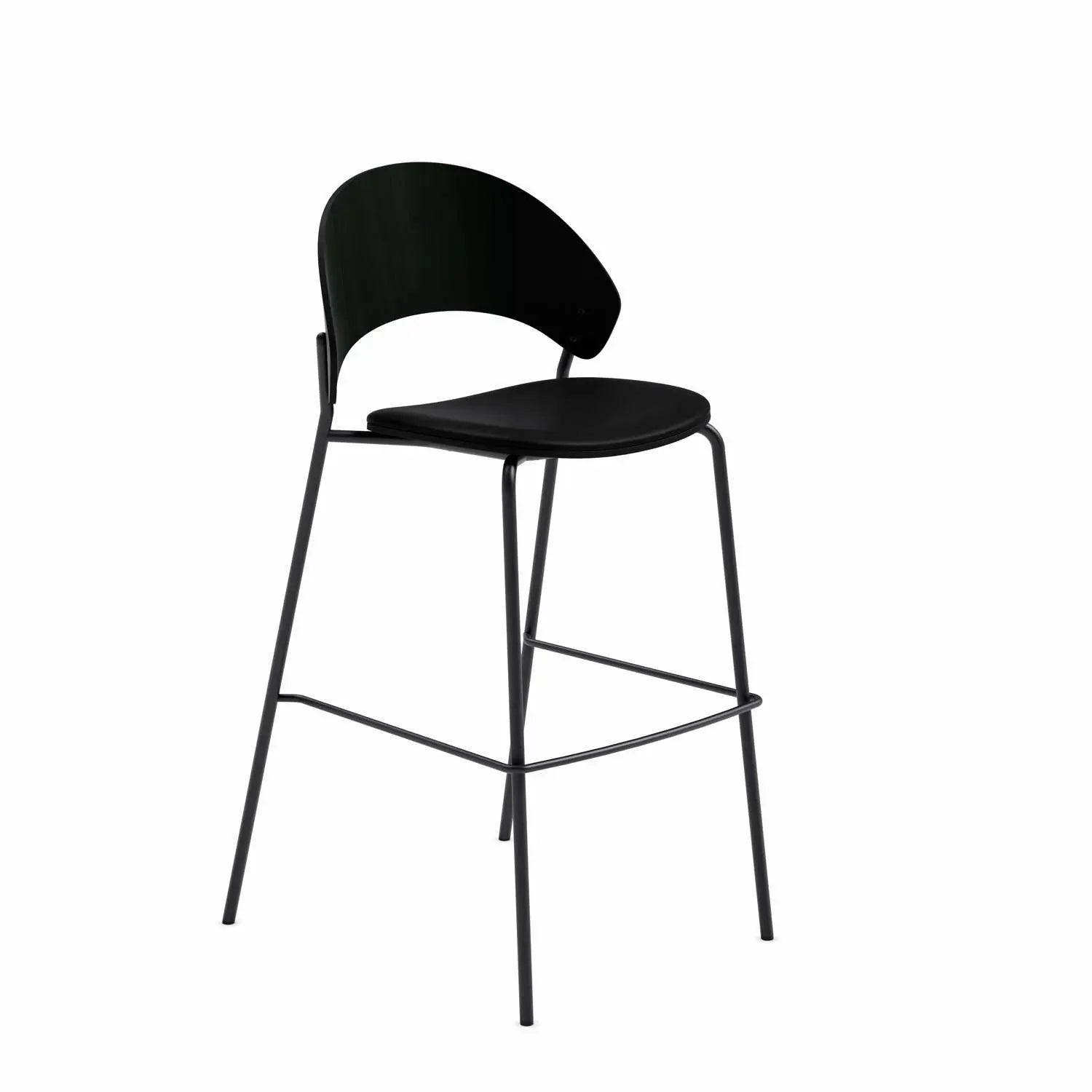 Produktbillede af PLEASE WAIT TO BE SEATED DOSINA BARSTOL SORT EG MED SORT LÆDERBETRÆK 65 i premium kvalitet