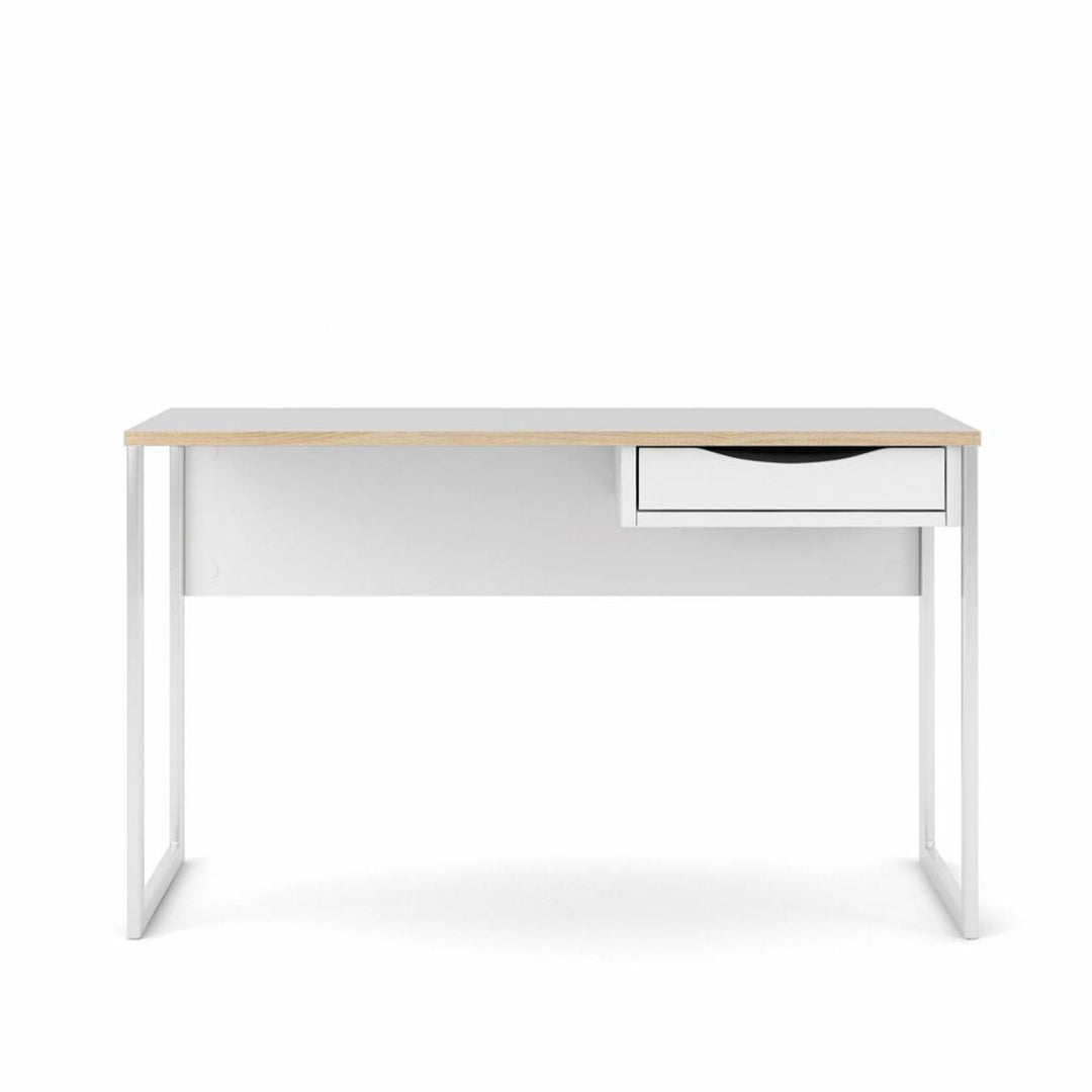 TVILUM Function Plus skrivebord m. skuffe hvid folie og hvid stål 130x48,4