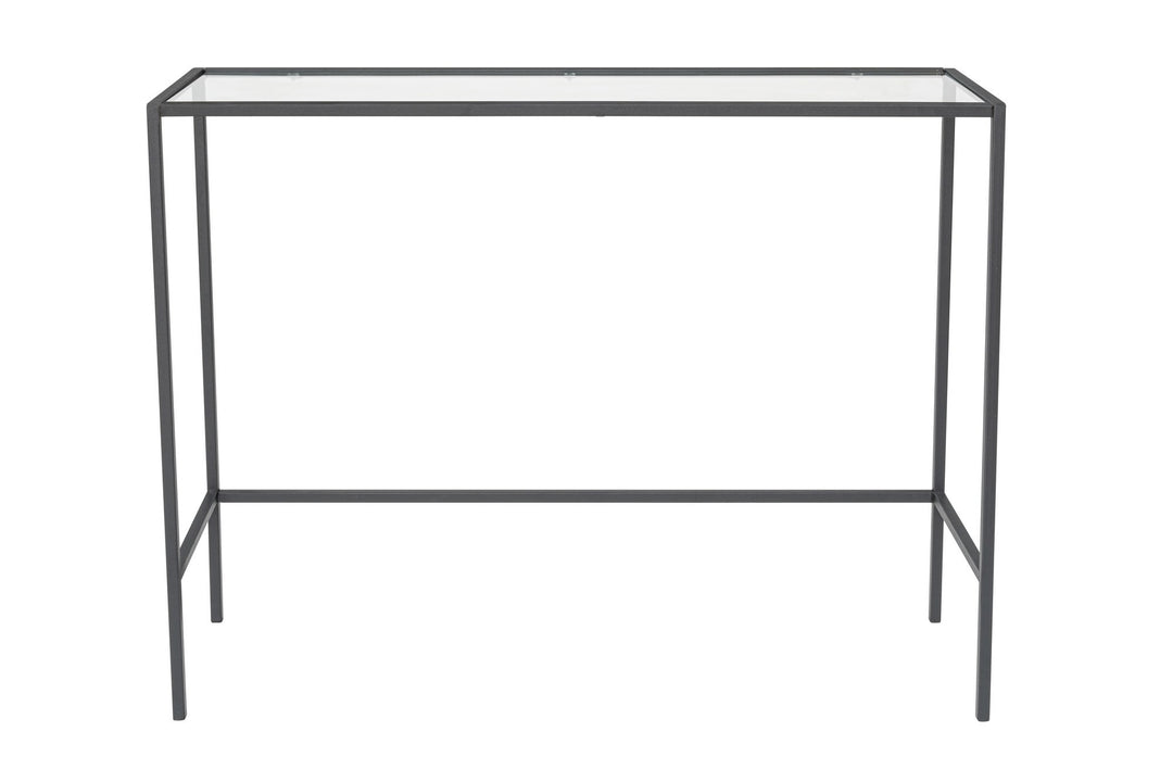 FUNZI LIVING Lærred konsolbord rektangulær glas og sort metal 100x30