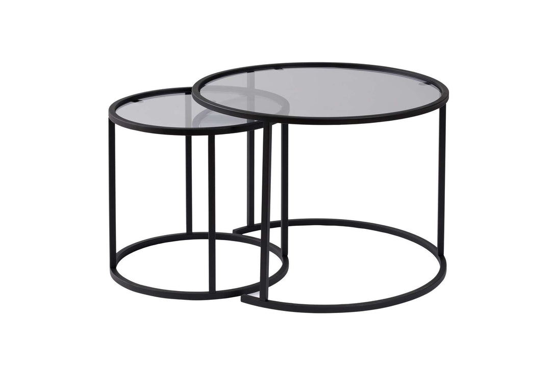 NORDVÄRK Tokyo indskudsborde glas og sort metal sæt med 2
