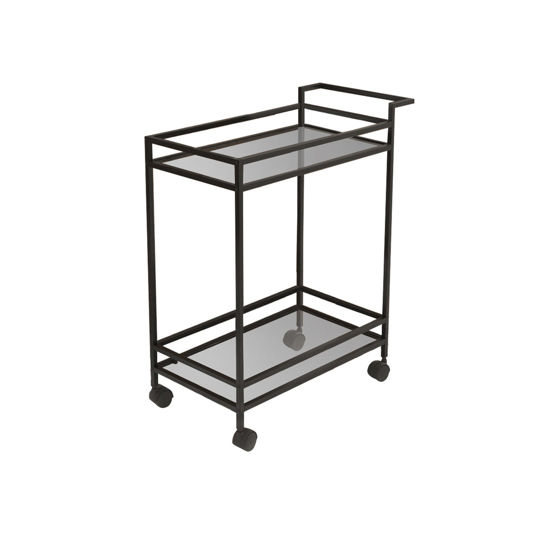 NORDVÄRK Vortex rullebord m. 1 hylde og hjul glas og sort metal 60x35