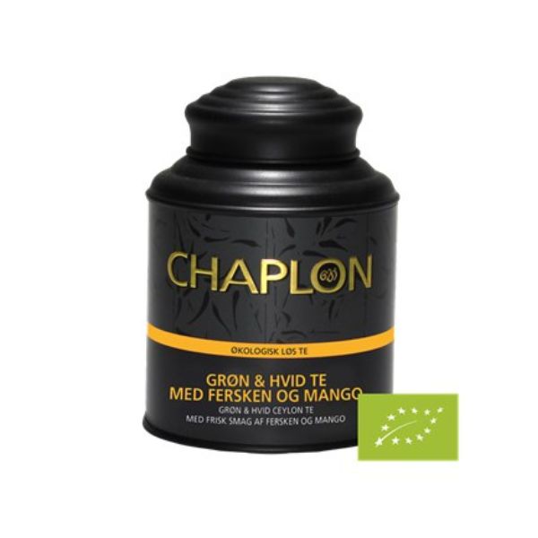 Produktbillede af Grøn & Hvid Te Fersken Og Mango Øko 160g Chaplon på tilbud i brug