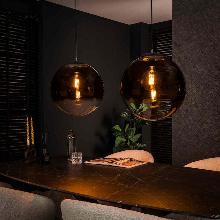 Produktbillede af Mengoni Loftlampe med to røgfarvede glaskupler Levering uden pære på tilbud i høj kvalitet